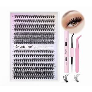 Pawotence DIY Lash Extension Kit - 280 Pieces 9-16mm 30D 40D w. Bond, Tweezers